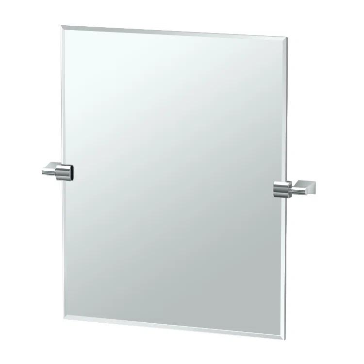 Bleu Modern Frameless Rectangle Bathroom Vanity Wall Mirror | Pivots and Beveled Mirror