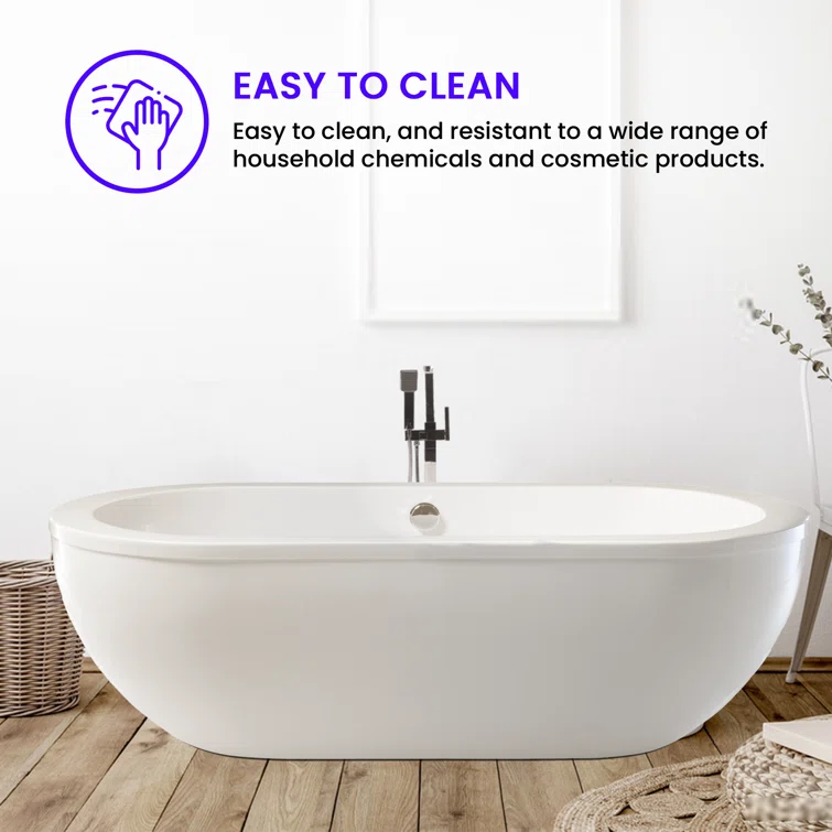 71" x 34" Freestanding Soaking Bathtub