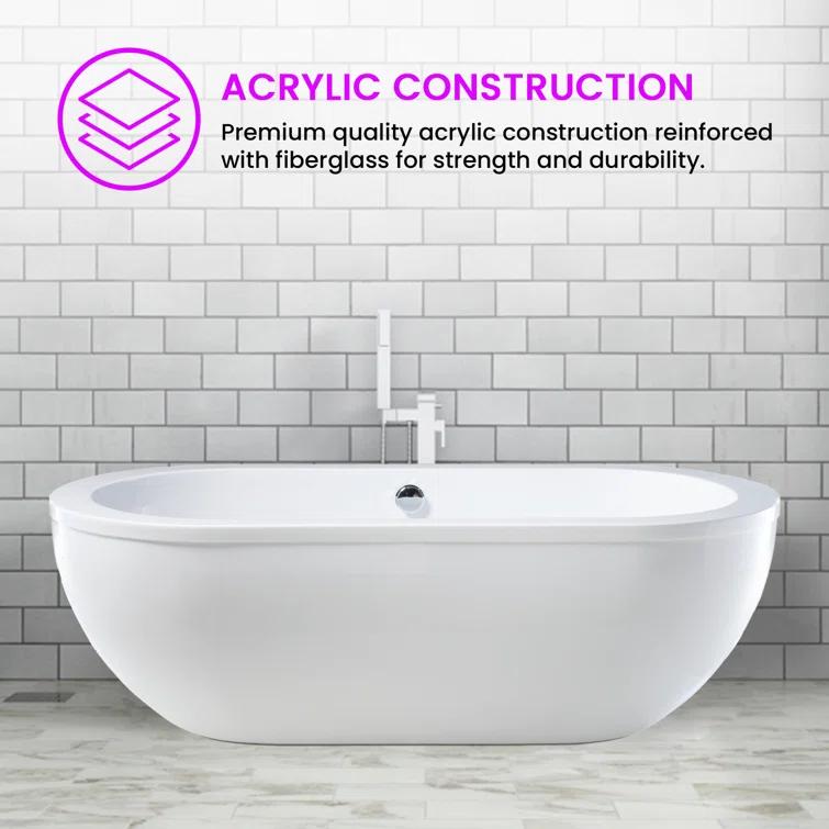 71" x 34" Freestanding Soaking Bathtub