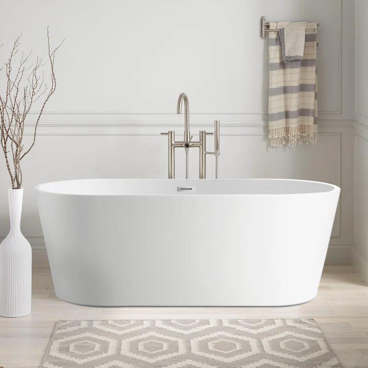 Iris 59" x 30" Freestanding Soaking Acrylic Bathtub