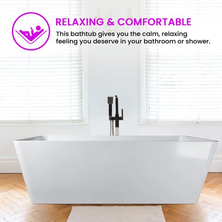59'' x 30'' Freestanding Soaking Solid Surface Bathtub