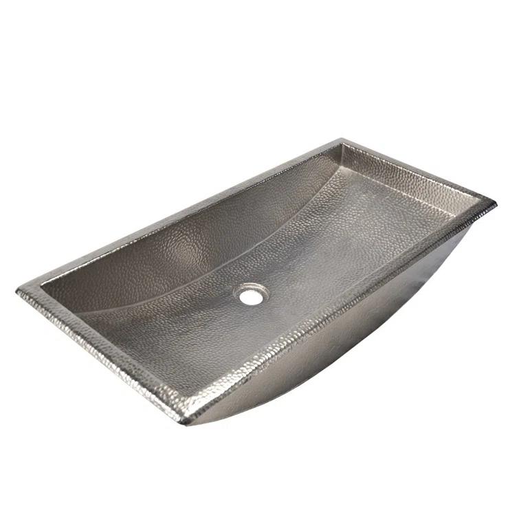 Copper Hand Hammered Rectangular Undermount Bathroom Sink