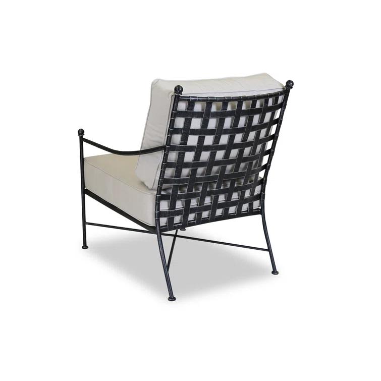 Provence Dark Grey Wrought Iron Outdoor Lounge Chair with Sunbrella Cushions