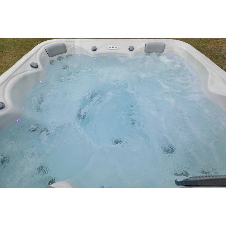 Buenospa New York 6 - Person 49 - Jet Acrylic Square Hot Tub with Ozonator and Cover in White