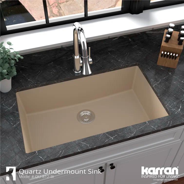 Karran Quartz 32-1/4'' X 19-1/4'' Large Single Bowl Undermount Kitchen Sink