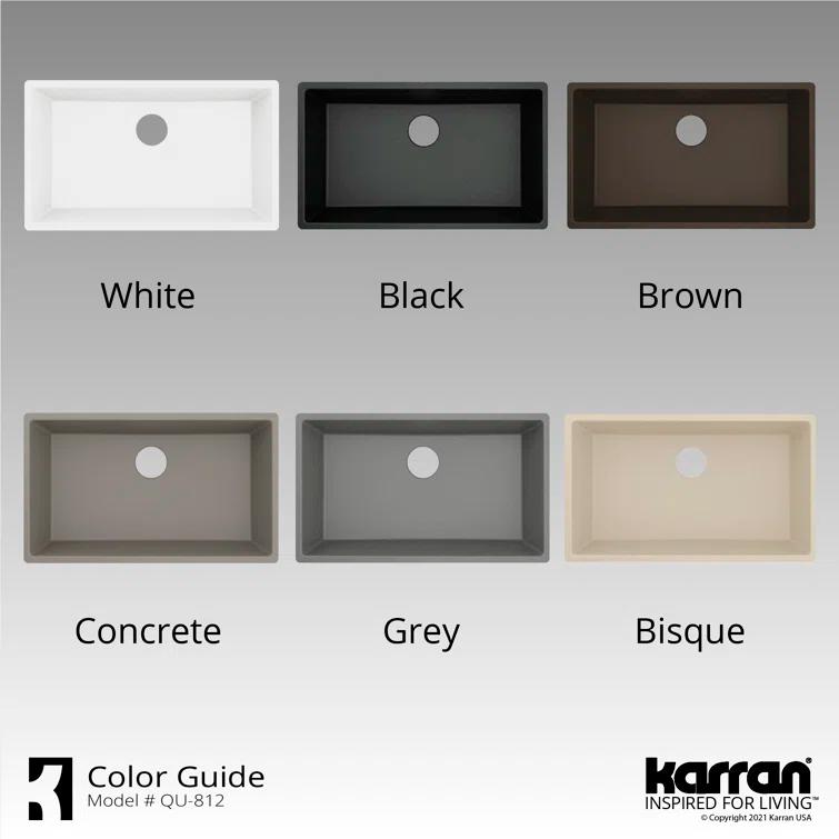 Karran Quartz 32-1/4'' X 19-1/4'' Large Single Bowl Undermount Kitchen Sink