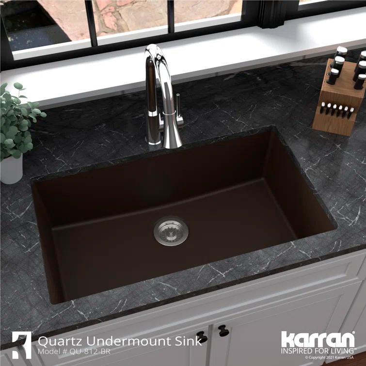 Karran Quartz 32-1/4'' X 19-1/4'' Large Single Bowl Undermount Kitchen Sink