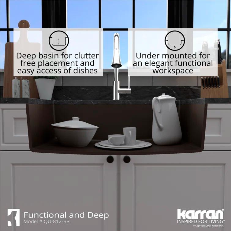 Karran Quartz 32-1/4'' X 19-1/4'' Large Single Bowl Undermount Kitchen Sink