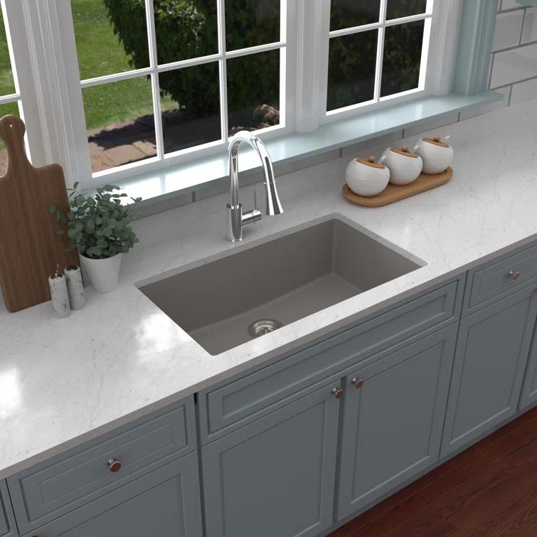 Karran Quartz 32-1/4'' X 19-1/4'' Large Single Bowl Undermount Kitchen Sink