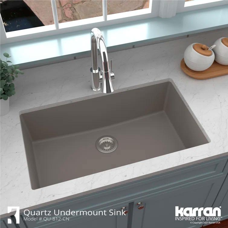 Karran Quartz 32-1/4'' X 19-1/4'' Large Single Bowl Undermount Kitchen Sink