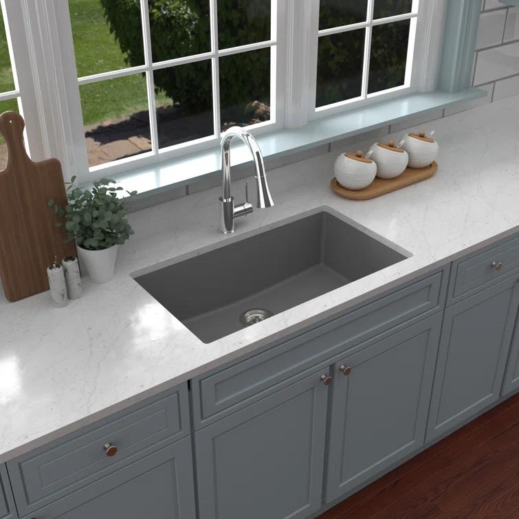 Karran Quartz 32-1/4'' X 19-1/4'' Large Single Bowl Undermount Kitchen Sink