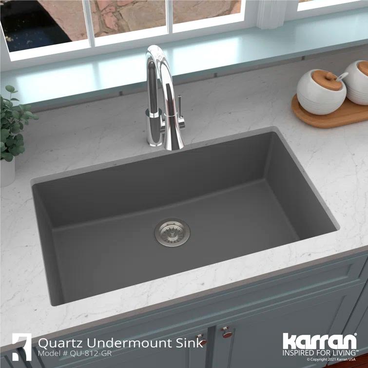 Karran Quartz 32-1/4'' X 19-1/4'' Large Single Bowl Undermount Kitchen Sink