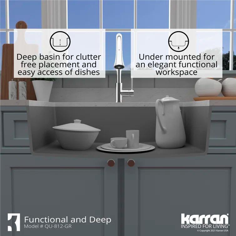 Karran Quartz 32-1/4'' X 19-1/4'' Large Single Bowl Undermount Kitchen Sink