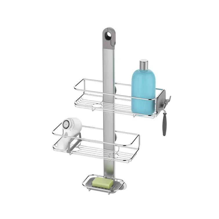 Simplehuman Medium Adjustable Shower Caddy, Stainless Steel/Anodized Aluminum Rust-Proof Frame