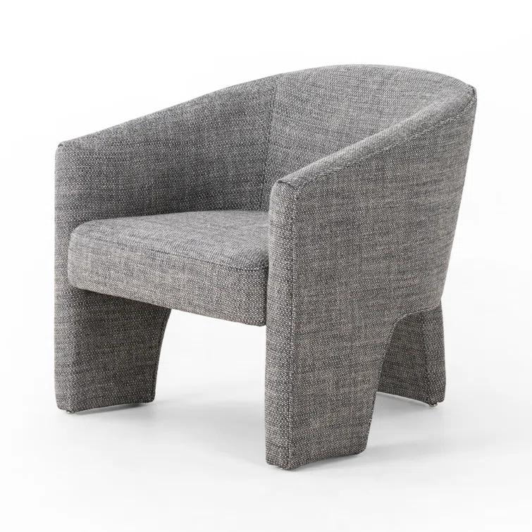 Barron Smoke Leather Barrel Chair with S-Spring Seat