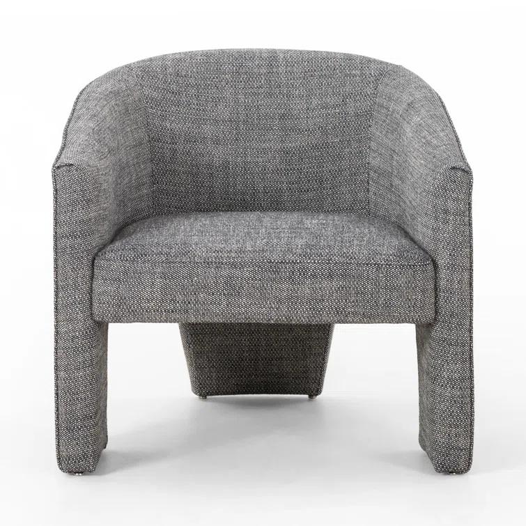 Barron Smoke Leather Barrel Chair with S-Spring Seat