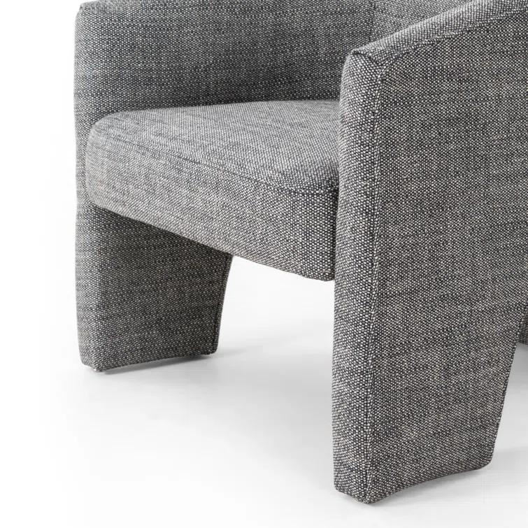 Barron Smoke Leather Barrel Chair with S-Spring Seat
