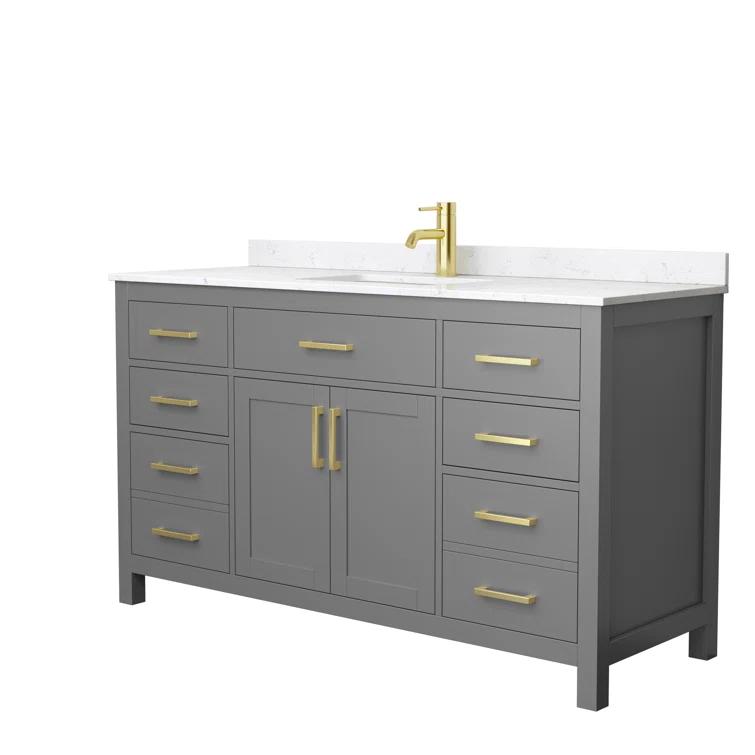 Beckett 60" Freestanding Single Bathroom Vanity with Cultured Marble Top