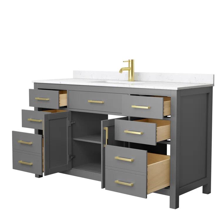 Beckett 60" Freestanding Single Bathroom Vanity with Cultured Marble Top