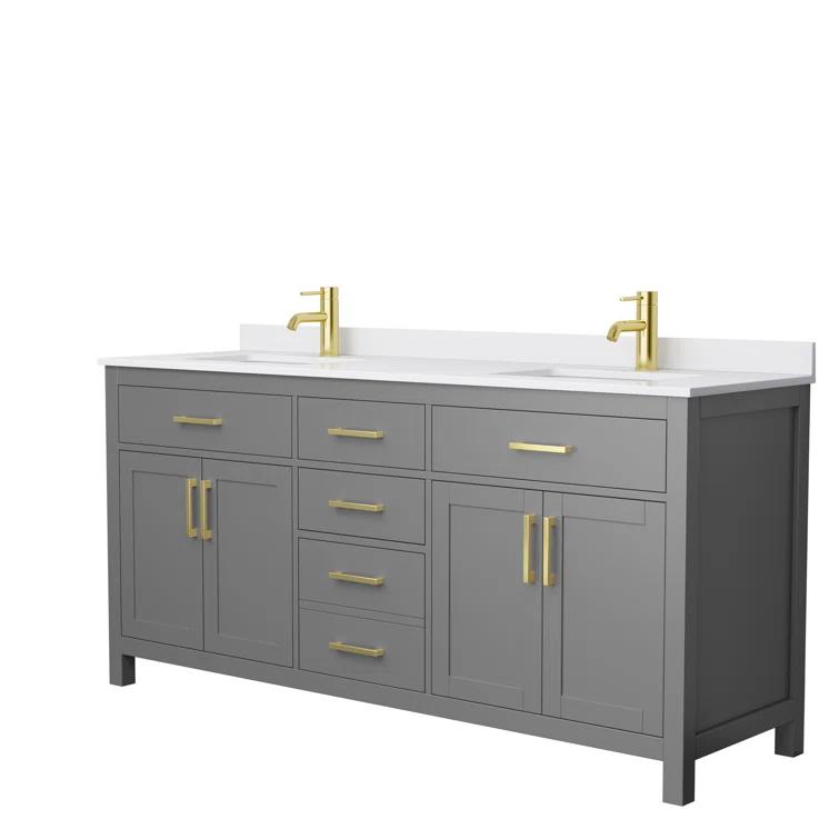 Beckett 72" Freestanding Double Bathroom Vanity with Cultured Marble Top
