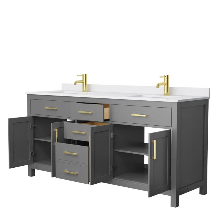 Beckett 72" Freestanding Double Bathroom Vanity with Cultured Marble Top