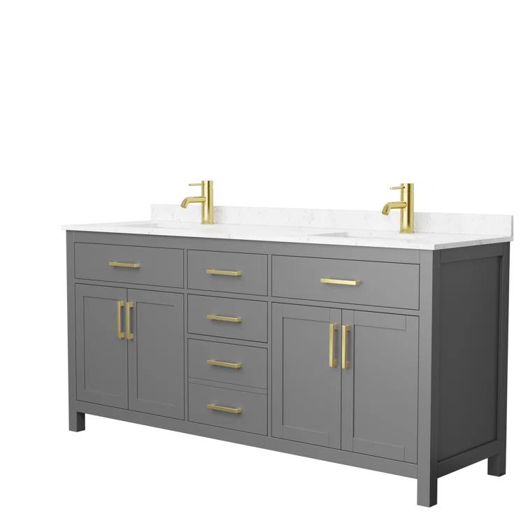 Beckett 72" Freestanding Double Bathroom Vanity with Cultured Marble Top