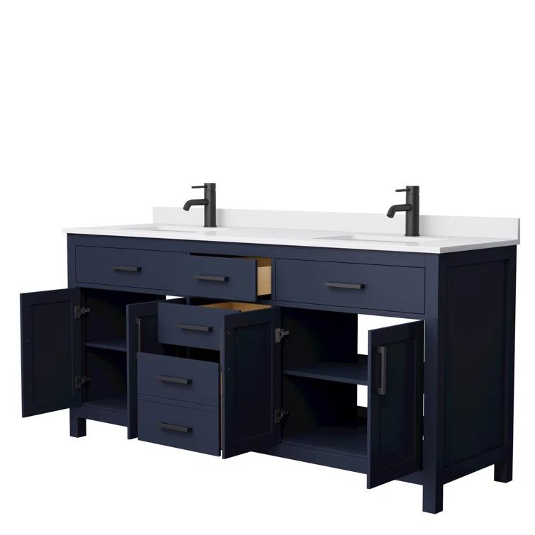 Beckett 72" Freestanding Double Bathroom Vanity with Cultured Marble Top