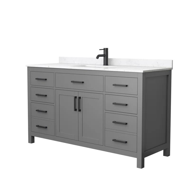 Beckett 60" Freestanding Single Bathroom Vanity with Cultured Marble Top