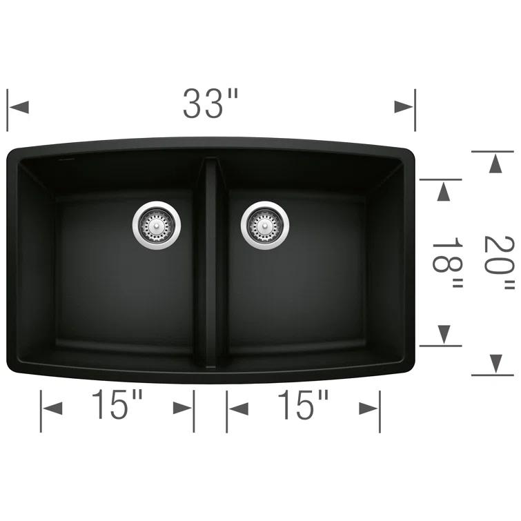 Performa SILGRANIT 33" L x 19" W Double Bowl Undermount Kitchen Sink