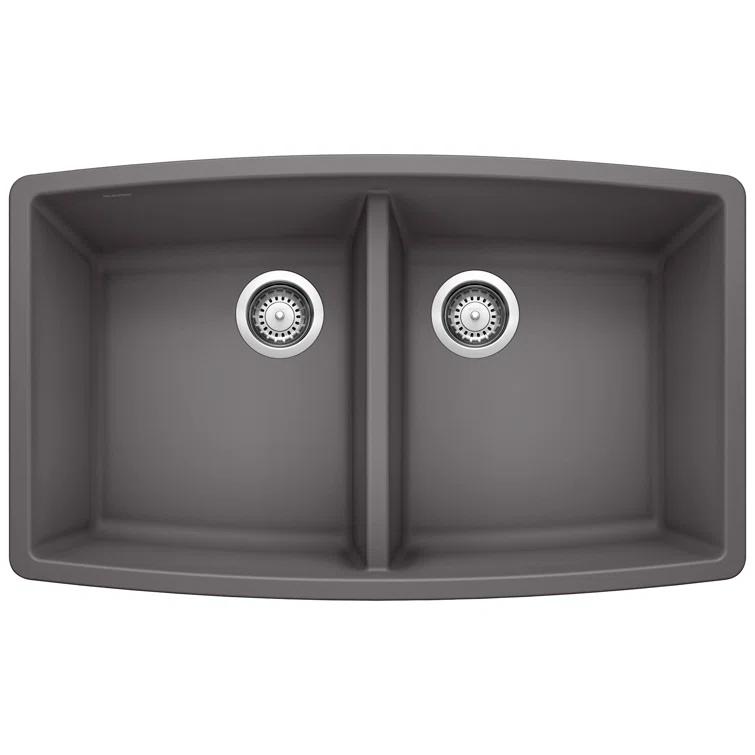 Performa SILGRANIT 33" 50/50 Double Bowl Undermount Kitchen Sink