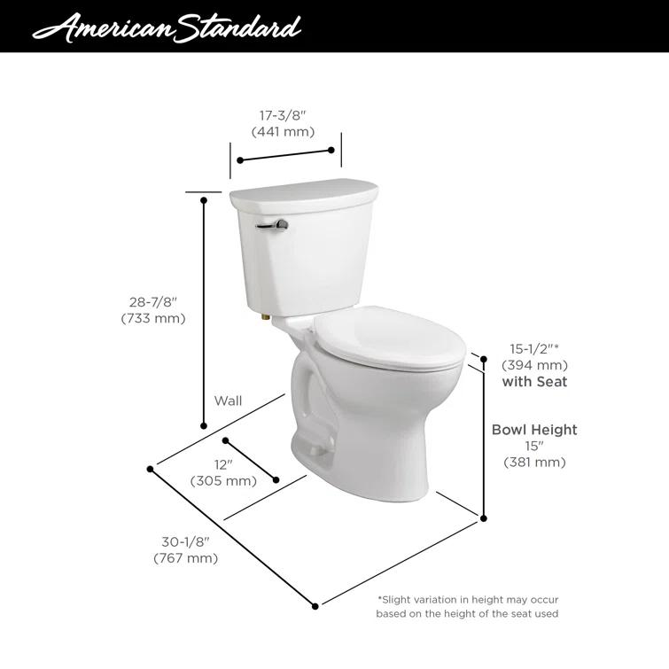 American Standard 1.28 Gallons GPF Elongated Comfort Height Floor Mounted Two-Piece Toilet (Seat Not Included)