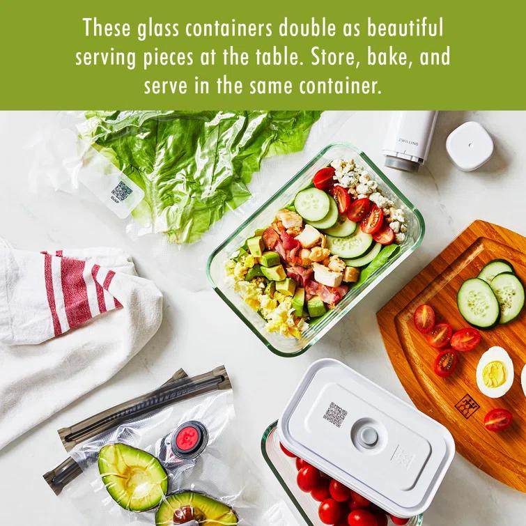ZWILLING J.A. Henckels ZWILLING Fresh & Save 3-Piece Glass Food Storage Container, Meal Prep Container- Assorted Sizes