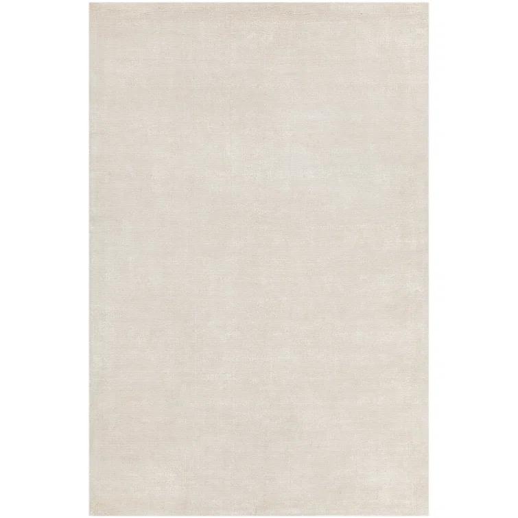 Ivory Rectangular Hand-Woven Wool Blend Area Rug 5' x 7'