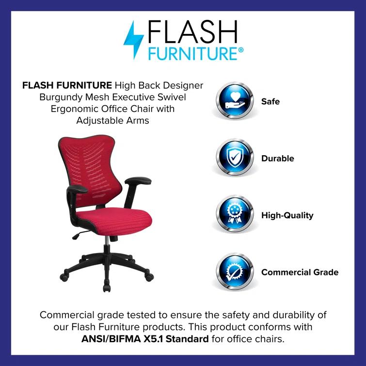 Flash Furniture Siwar High-Back Designer Ergonomic Office Chair with Adjustable Armrests