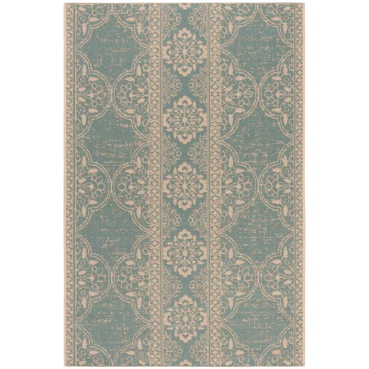 Danya Cream/Aqua Indoor/Outdoor Area Rug