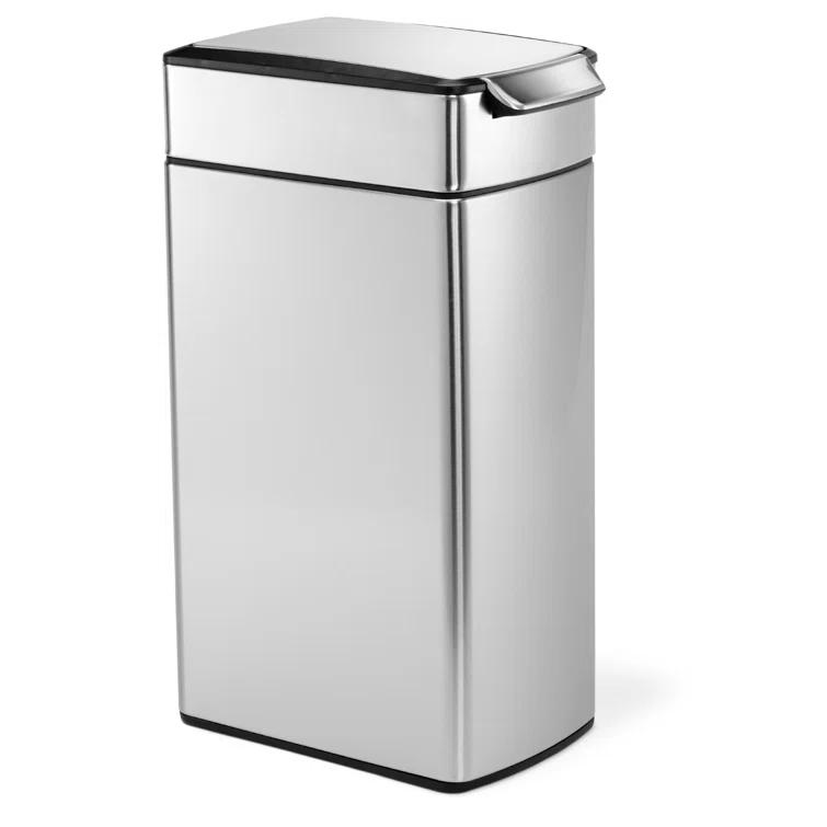 simplehuman 40 Liter / 10.6 Gallon Slim Touch-Bar Kitchen Trash Can, Brushed Stainless Steel