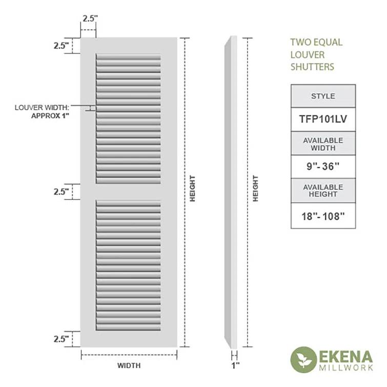 True Fit PVC Two Equal Louver Shutters