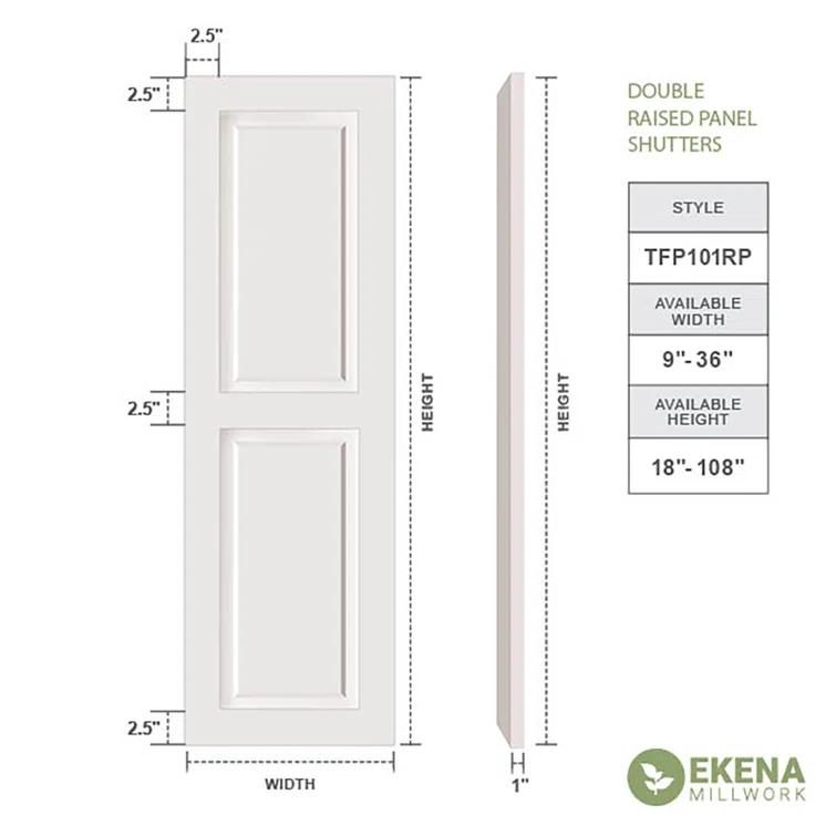 True Fit PVC Two Equal Raised Panel Shutters