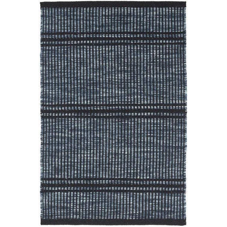 Malta Striped Handmade Handwoven Navy/Black Area Rug