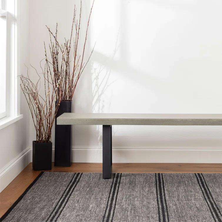 Malta Black Handwoven Wool Rug