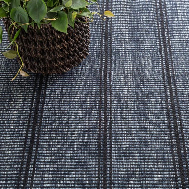 Malta Striped Handmade Handwoven Navy/Black Area Rug