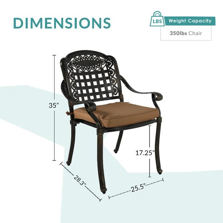 MEETWARM 2 Piece Patio Dining Chairs with Cushions, Outdoor All-Weather Cast Aluminum Chairs, Patio Bistro Dining Chair Set