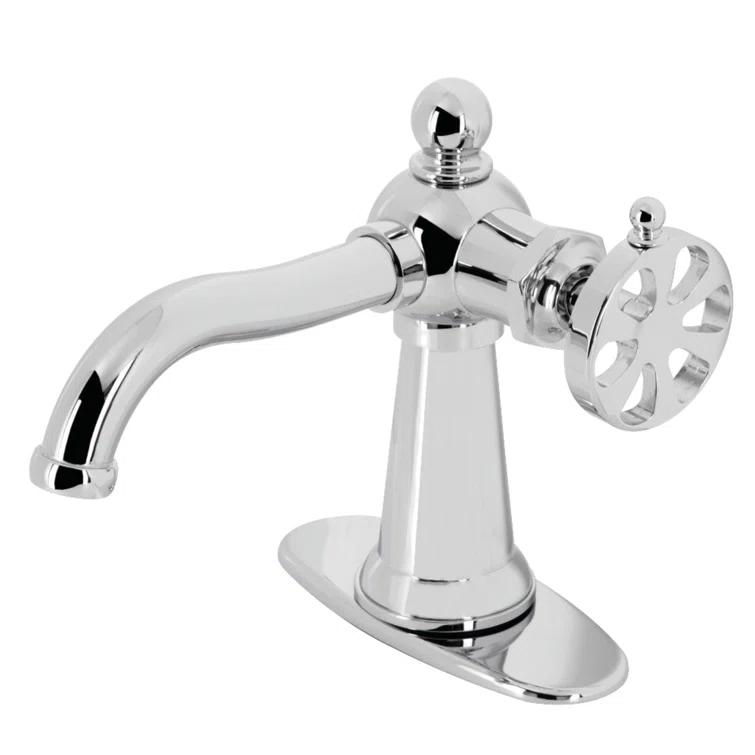 Kingston Brass Belknap Single-Handle 1-Hole Deck Mount Bathroom Faucet with Push Pop-Up and Deck Plate