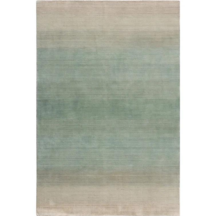 Gradations Handmade Handwoven Wool Aqua Area Rug