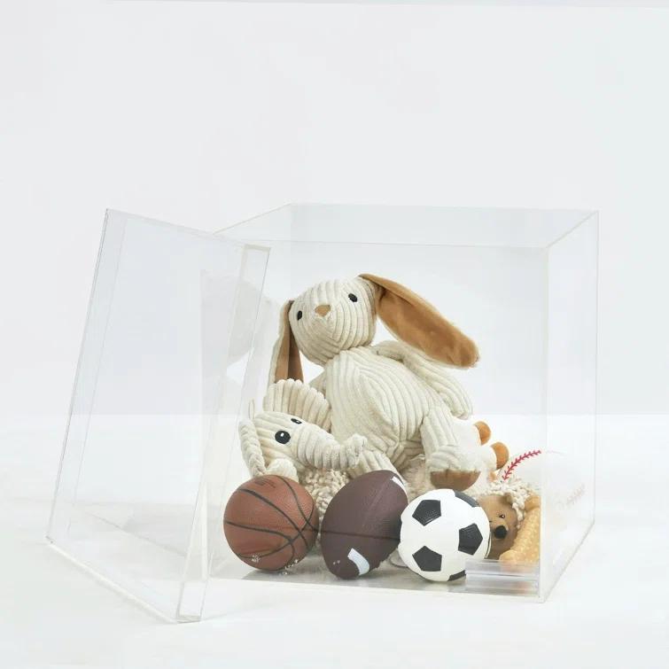 Lucite Clear Square Pet Toy Storage Cube with Removable Lid - 12"