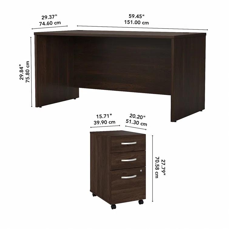 Studio C Executive Office Desk with Mobile File Cabinet