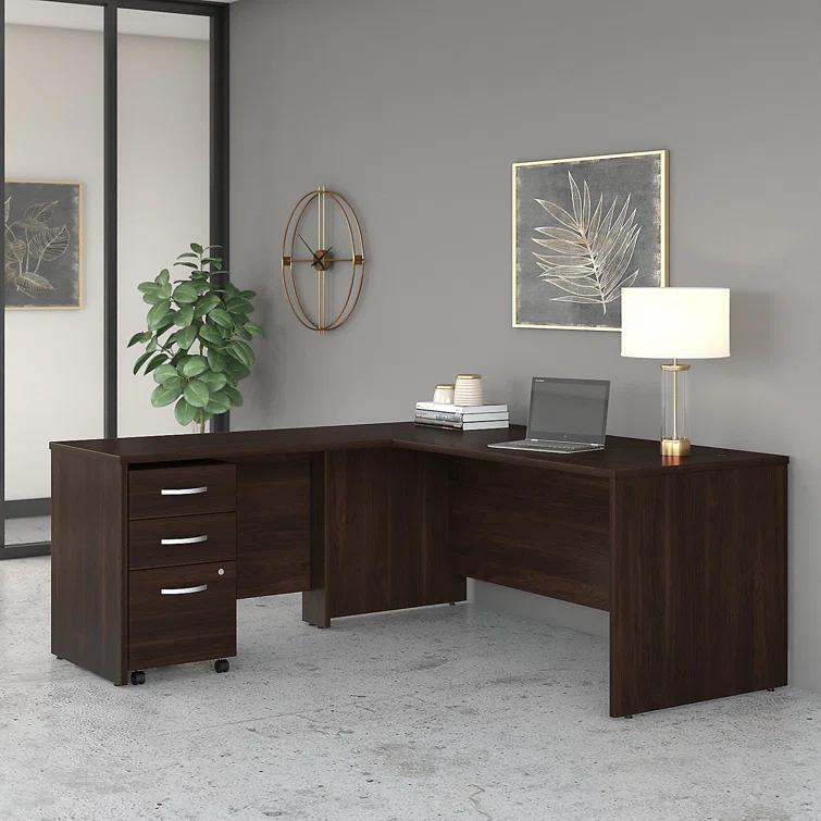 Bush Business Furniture Studio C L Shaped Desk with Mobile File Cabinet and Return