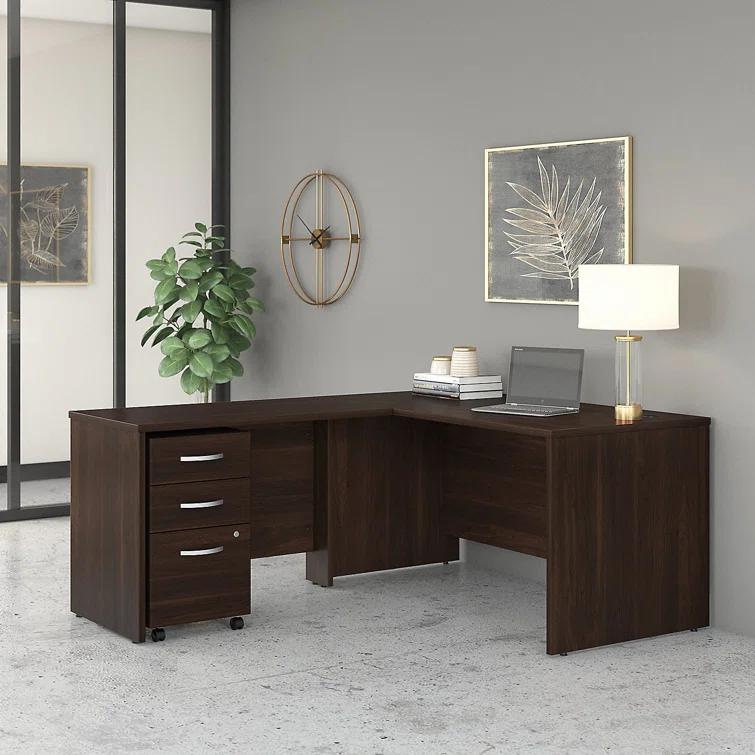 Bush Business Furniture Studio C L Shaped Desk with Mobile File Cabinet and Return