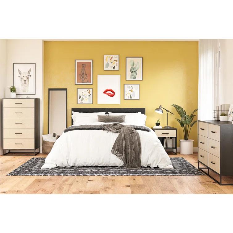 Kelly 1 - Drawer Faux Rattan Nightstand in Black/Brown