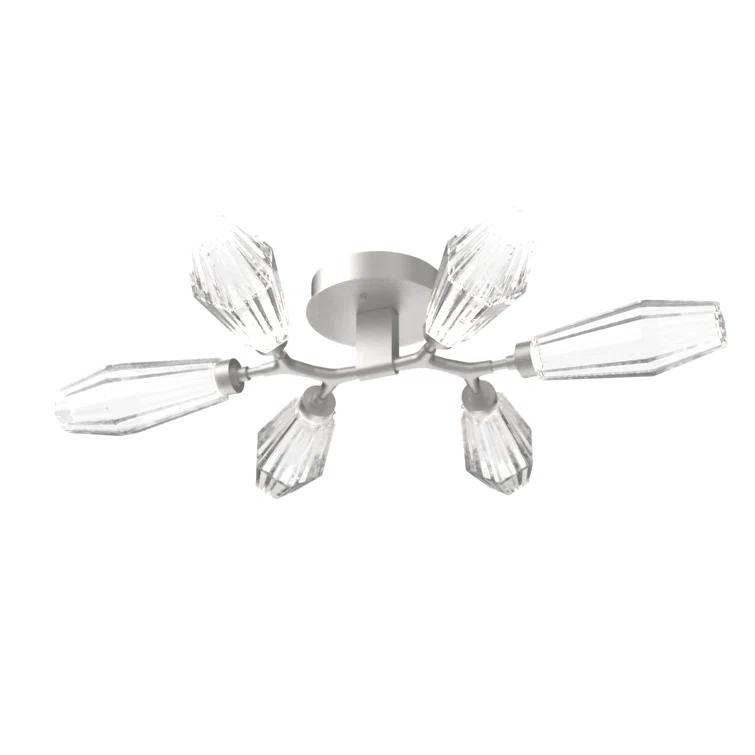 Modern Silver Glass 6-Light LED Drum Flush Mount